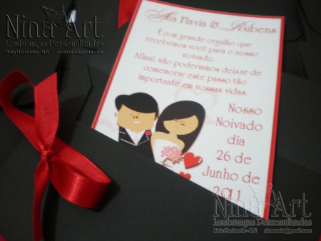 Convite para Noivado - Tamanho 10x7cm - Orçamentos: ninaassis@gmail.com